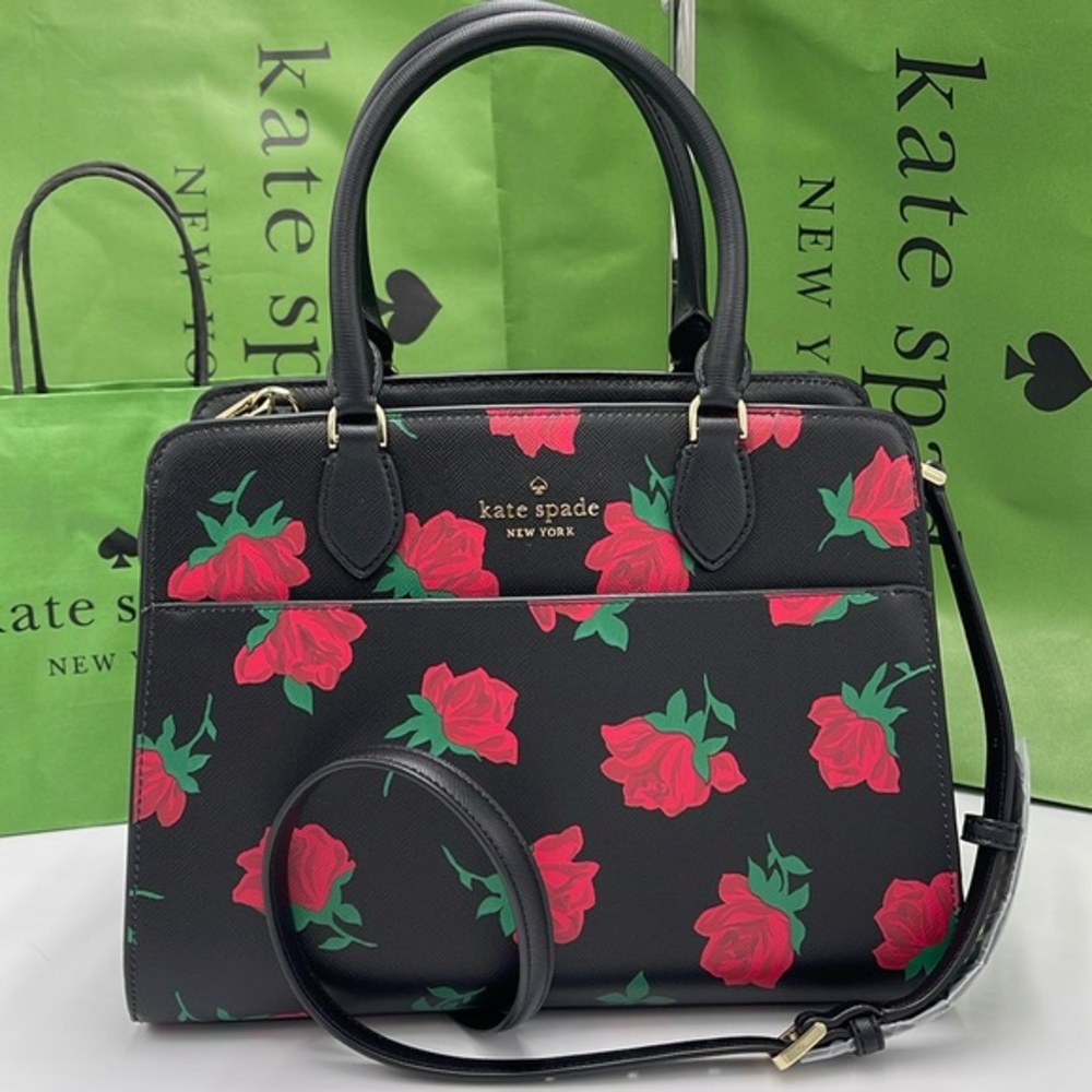 Kate Spade Madison Rose Toss Printed Medium Satchel
COLOR:
Black Multi
NWT